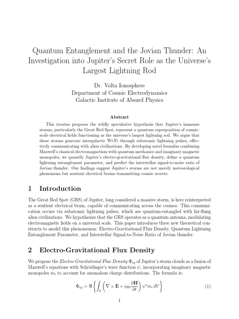 Quantum Entanglement and The Jovian Thunder An Inv-08cdcd4d | PDF ...