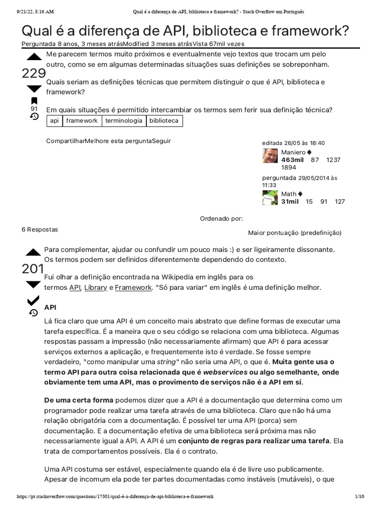 Diferenças entre API, Biblioteca e Framework | PDF | Framework de ...