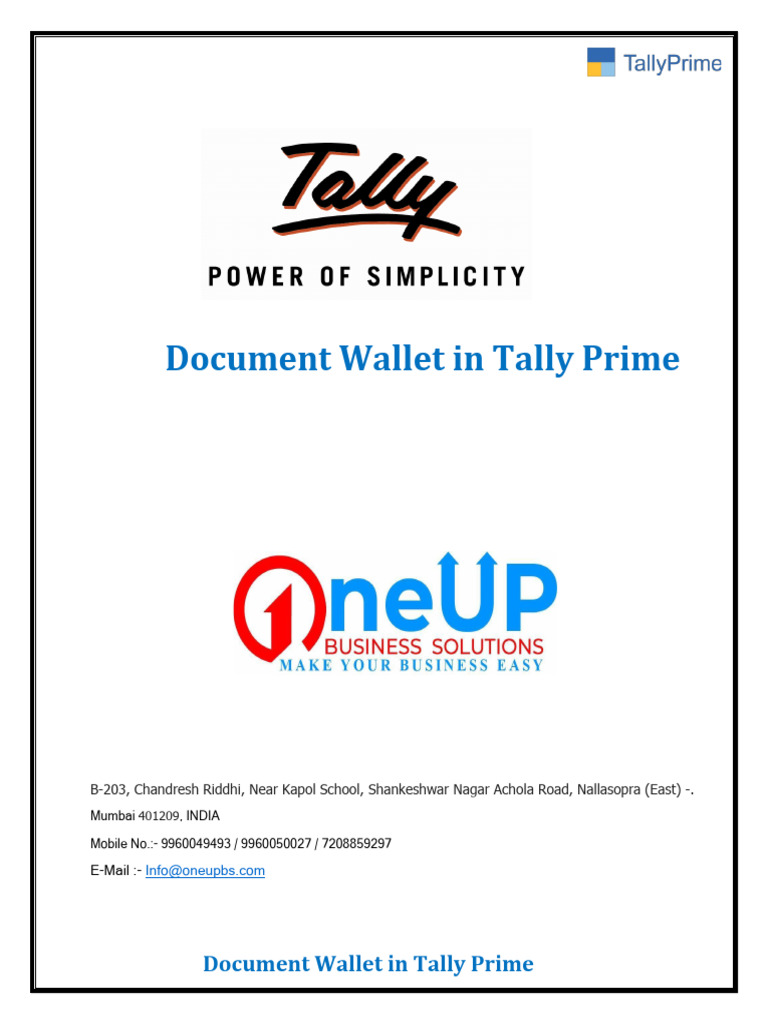 Document Wallet Add-On for Tally Prime | PDF | Point Of Sale | Computing