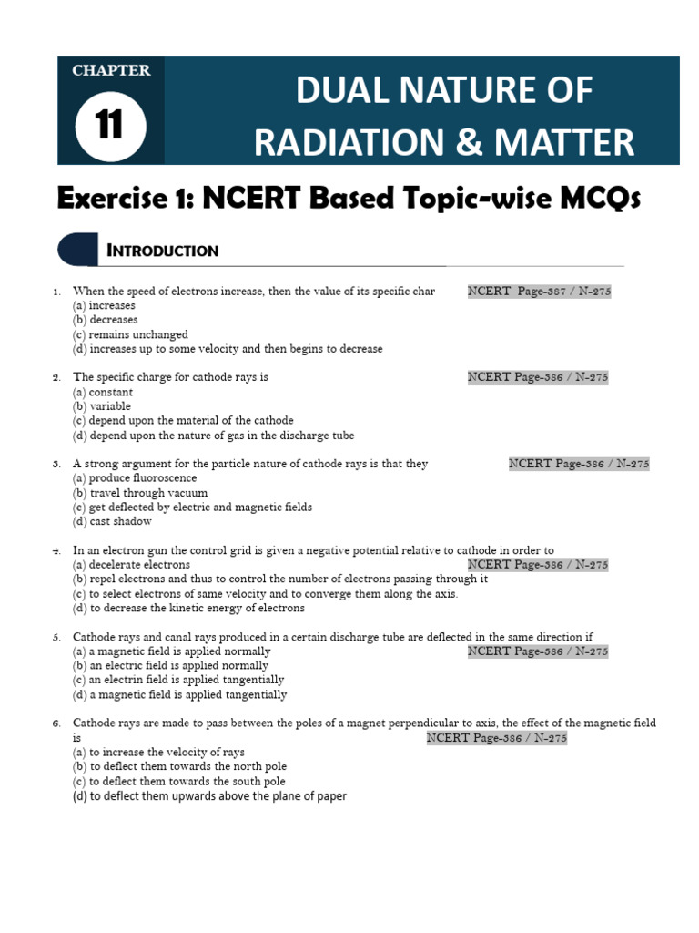 Dual Nature of Radiation & Matter | PDF | Photoelectric Effect | Electron