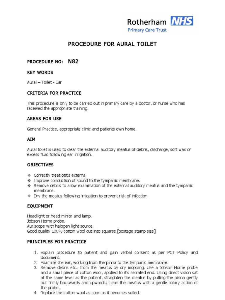 n82 Procedure for Aural Toilet Nursing Patient Free 30day