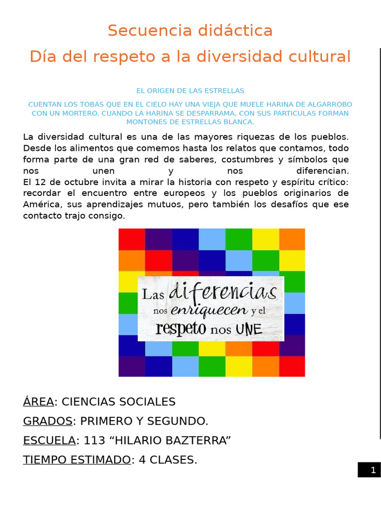 Diversidad Cultural en el Aula: Actividades | PDF