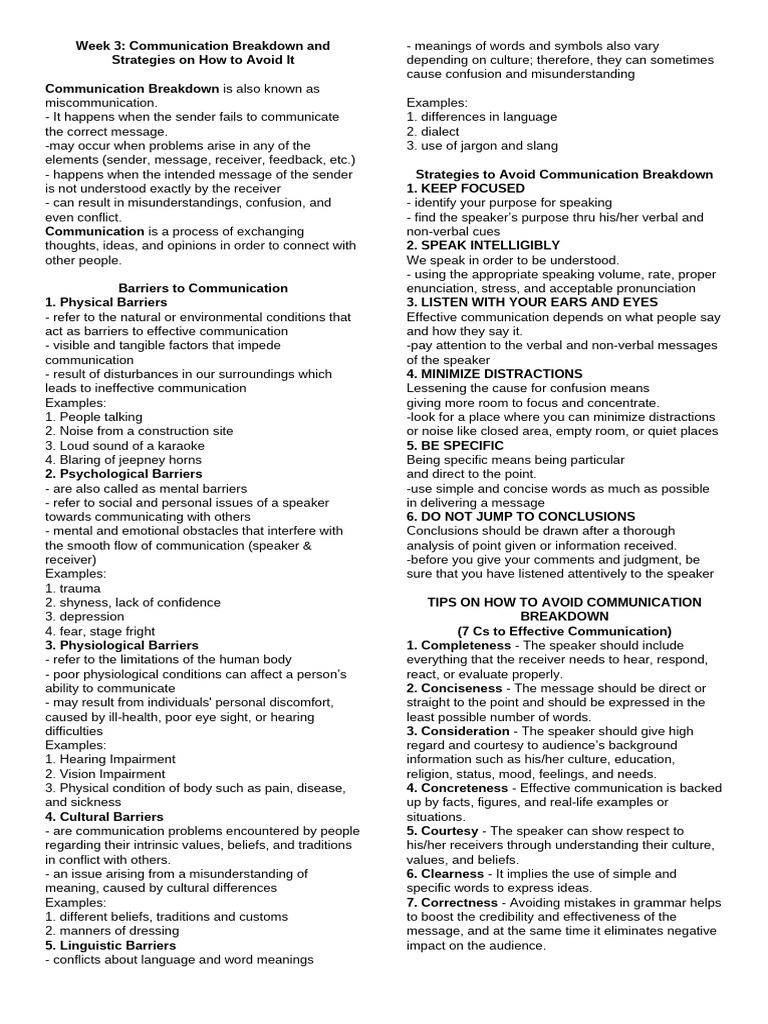 Week 3 Communication Breakdown | PDF | Communication | Nonverbal ...