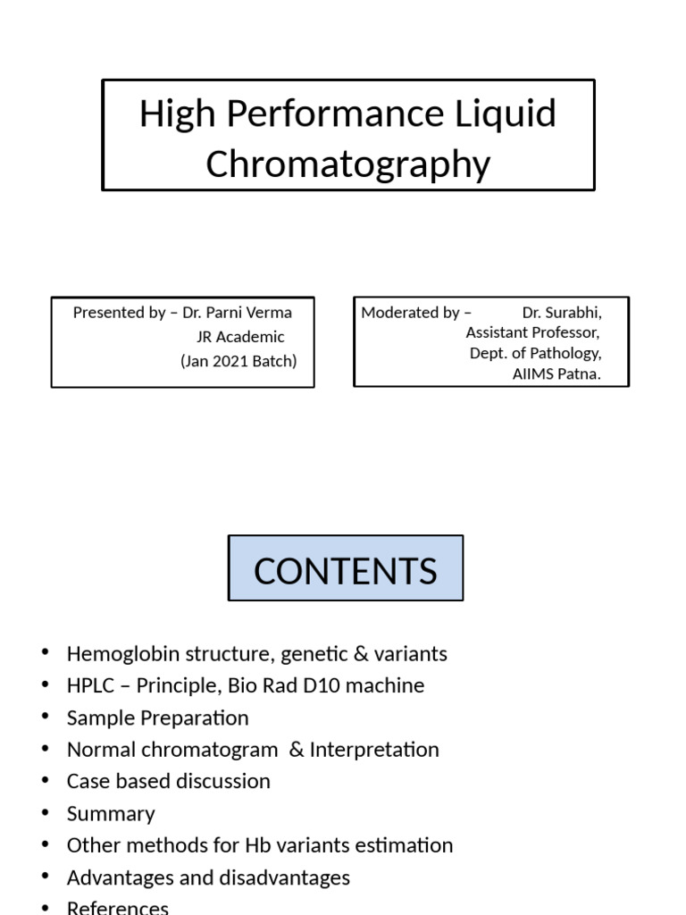 HPLC Techniques for Hemoglobin Analysis | PDF | High Performance Liquid ...