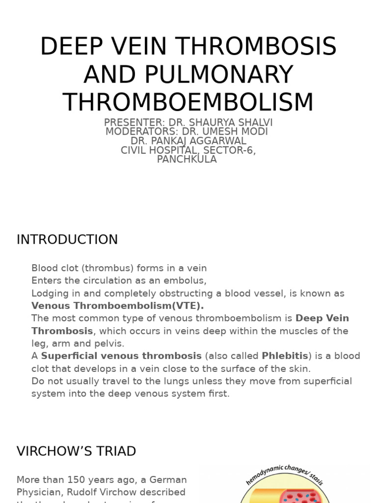 DEEP VEIN THROMBOSIS AND PULMONARY THROMBOEMBOLISM | PDF | Thrombosis ...