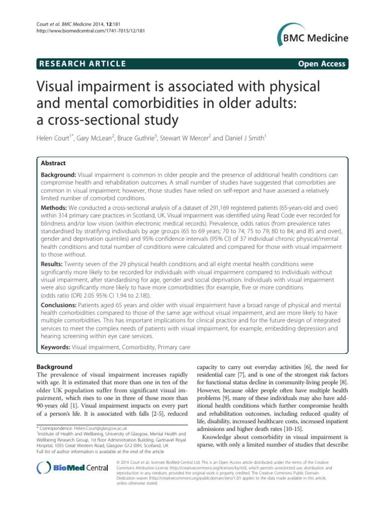 Visual Impairment and Comorbidities in Seniors | PDF | Visual ...