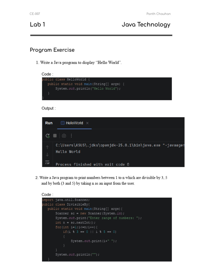 CE007_JT_LAB_1 | PDF | Matrix (Mathematics) | Programming Paradigms