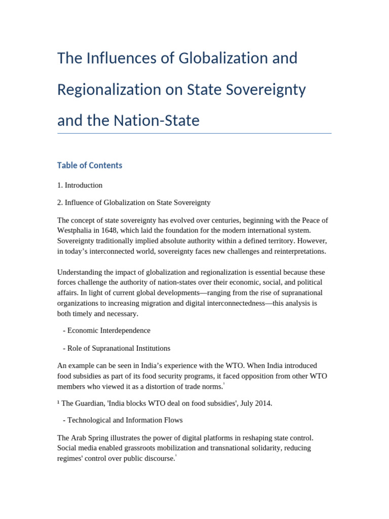 Globalization and Sovereignty With Footnotes | PDF | Globalization ...