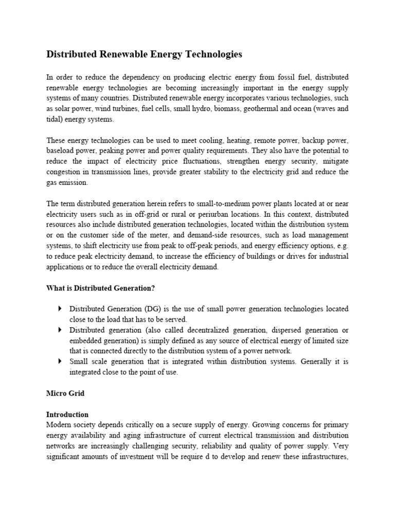 Understanding Distributed Renewable Energy | PDF | Distributed ...