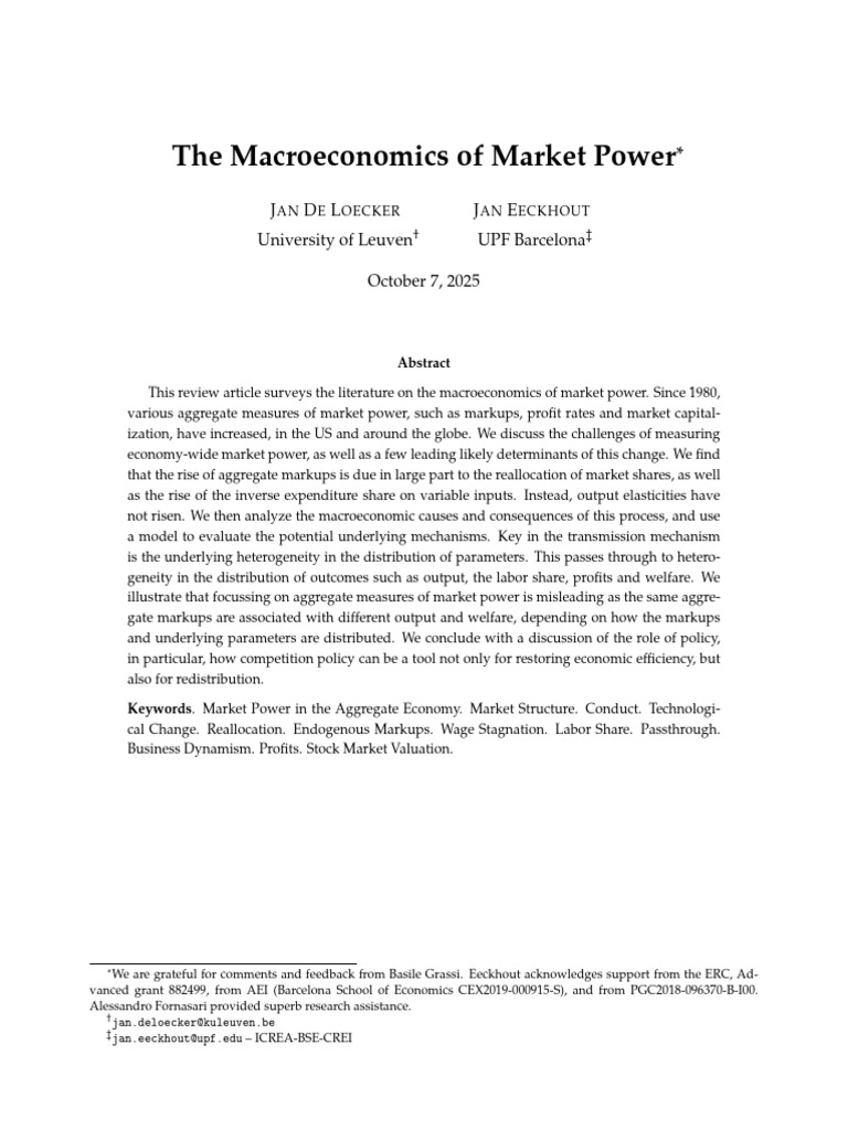 Macroeconomics of Market Power Analysis | PDF | Market Power | Labour ...