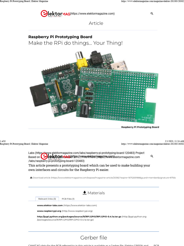 Raspberry Pi Prototyping Board Guide | PDF