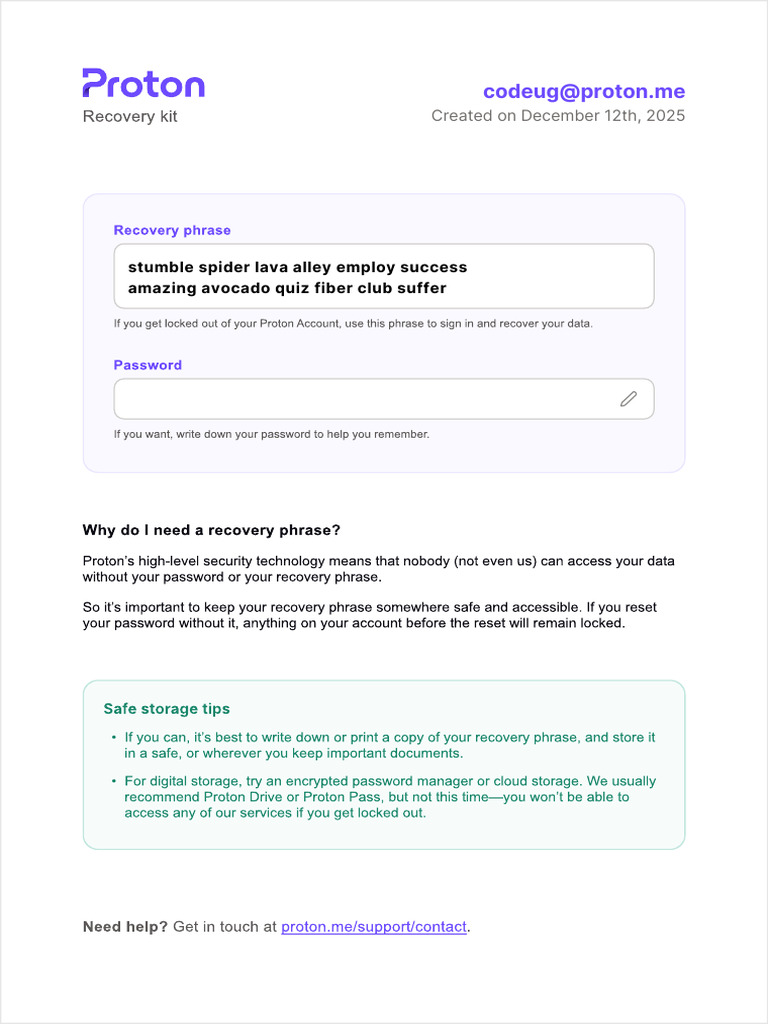 Proton Account Recovery Guide | PDF