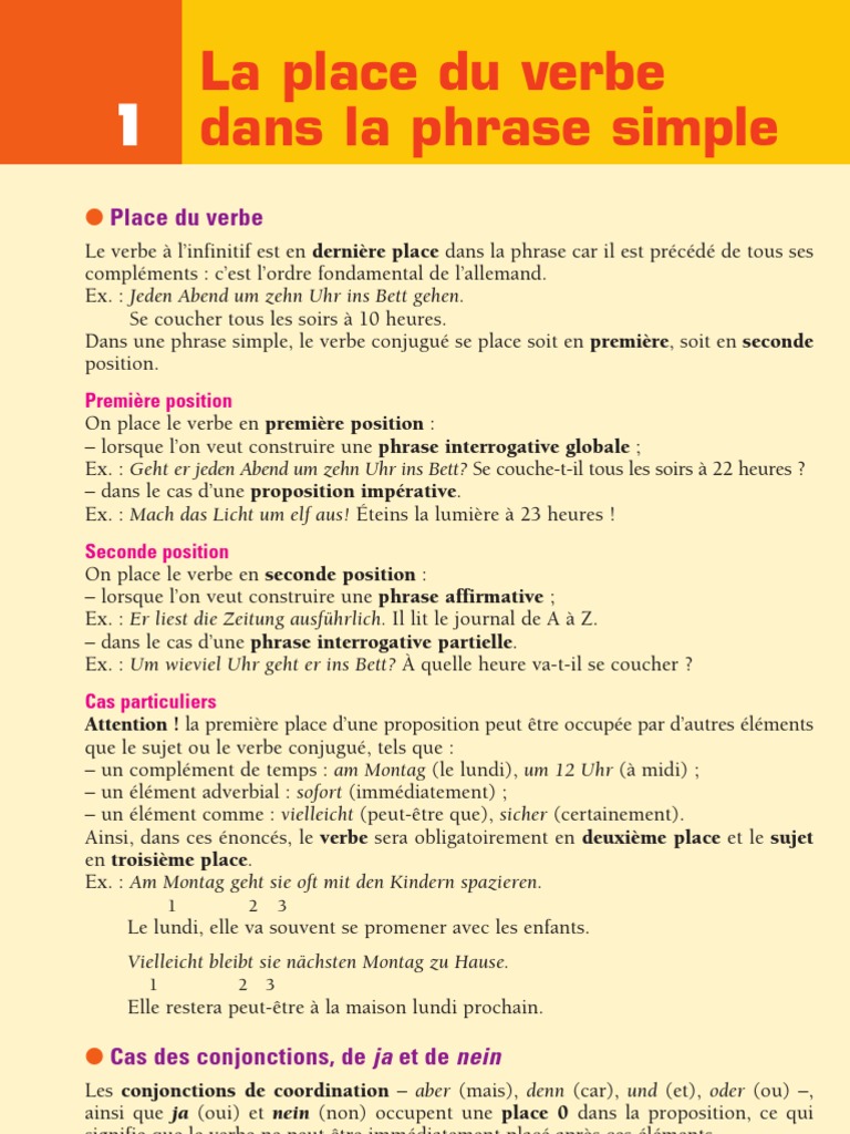 La place du verbe dans la phrase simple