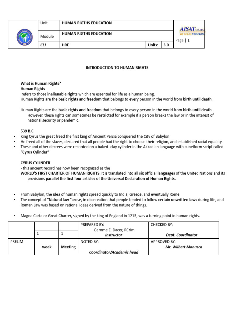 Introduction to Human Rights Education | PDF | United States Bill Of ...