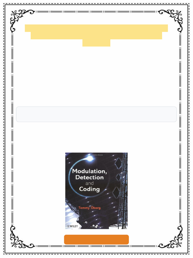 Modulation Detection and Coding 1st Edition Tommy Öberg ebook