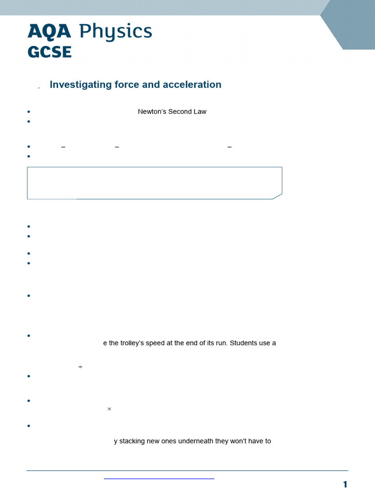 P10.1 Required Practical Force and Acceleration - TN | PDF | Force | Mass