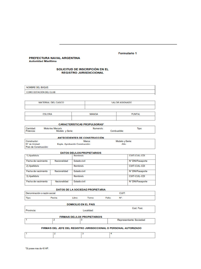 Formulario 01 | PDF
