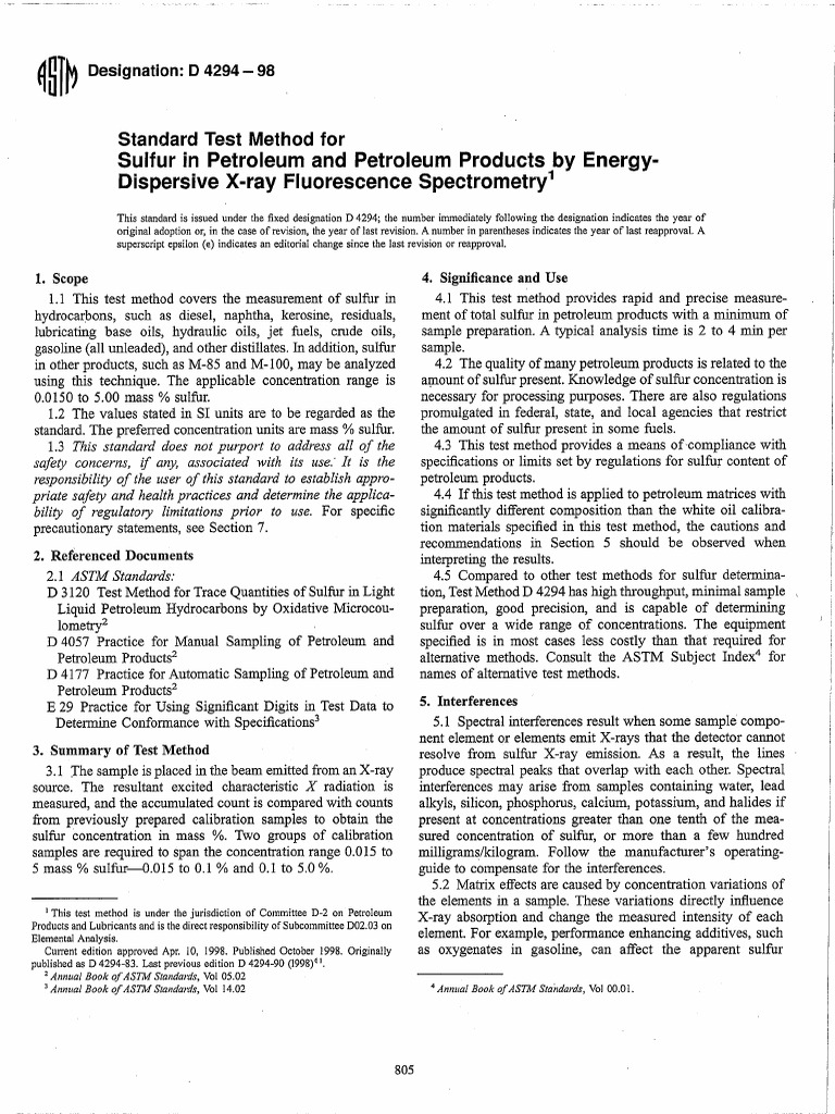 Astm d4294 1998-3 | PDF