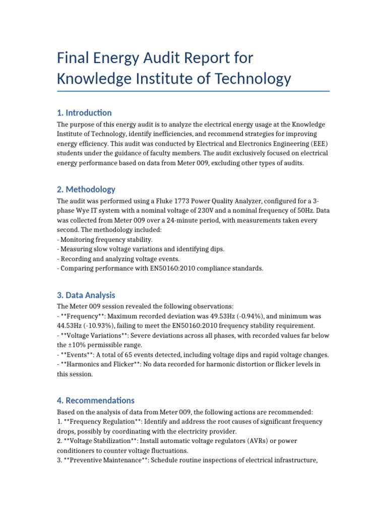 Final Energy Audit Report KIOT | PDF | Mains Electricity | Electromagnetism