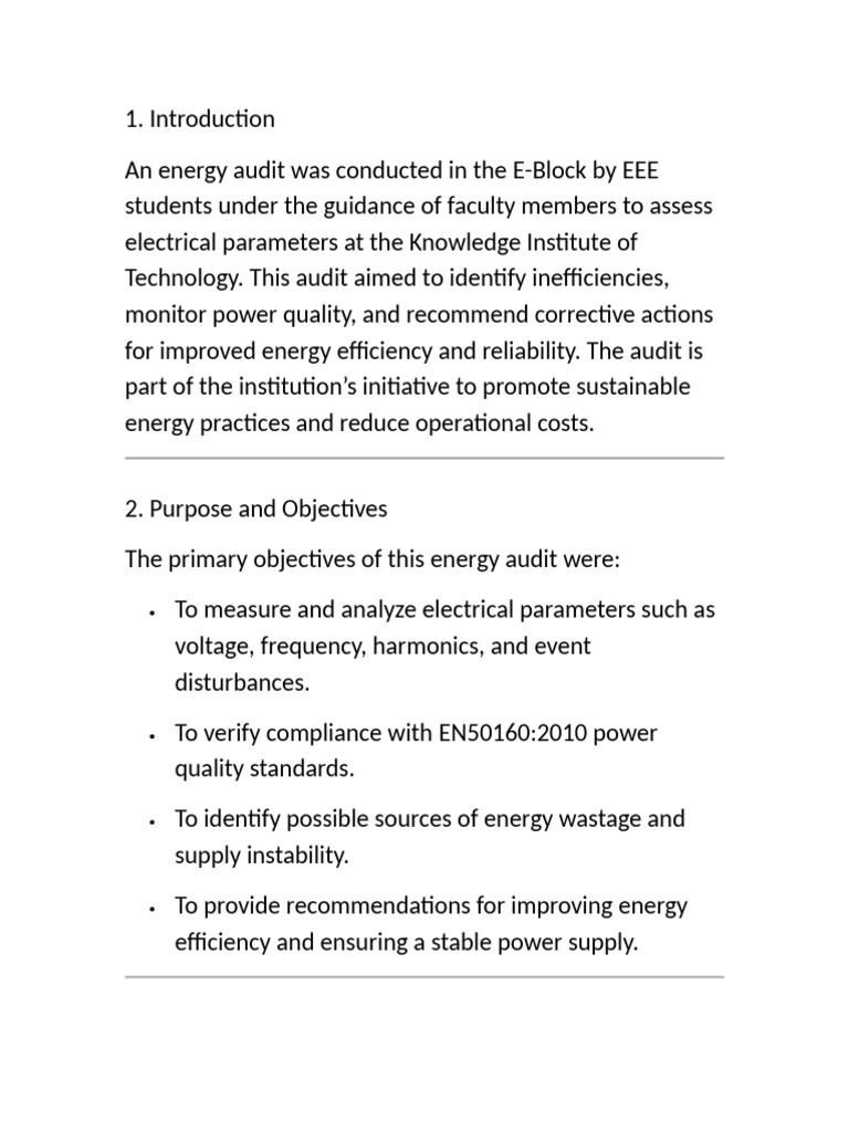Energy Audit Report for E-Block Efficiency | PDF | Audit | Power (Physics)