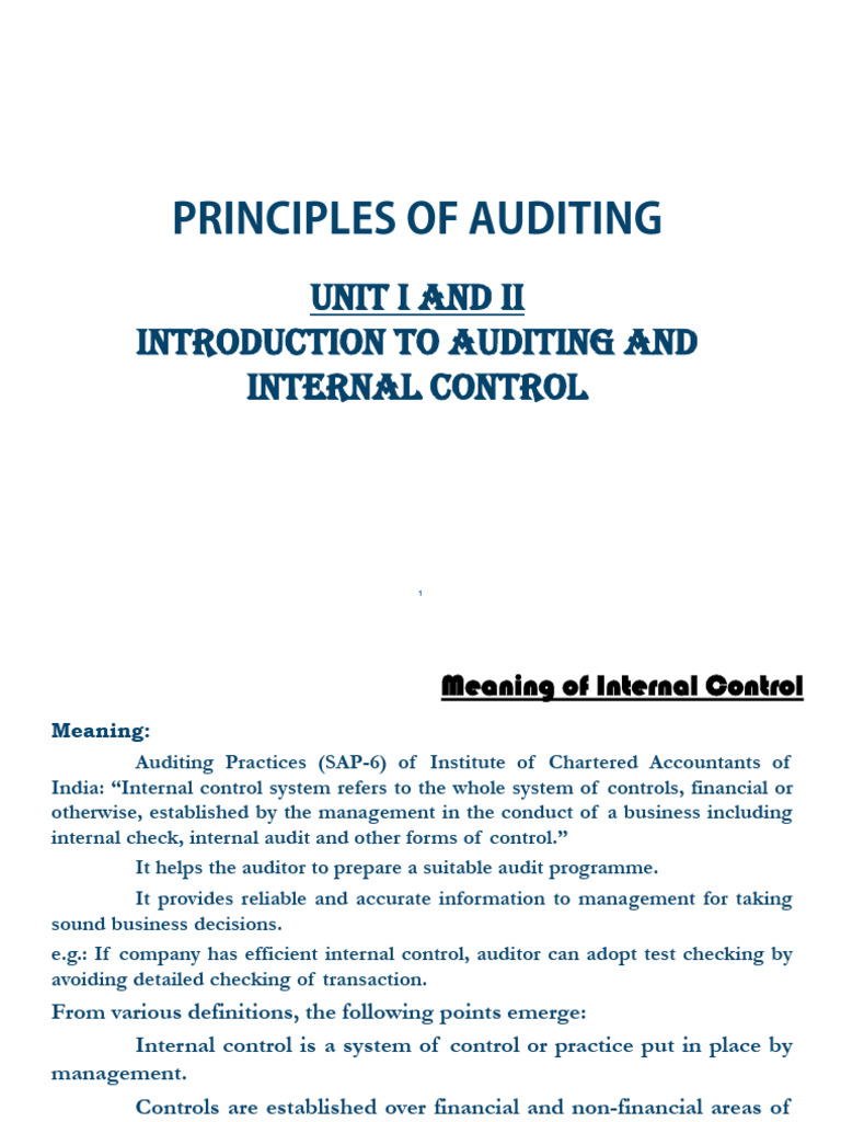 Principles of Auditing and Internal Control | PDF | Internal Control ...