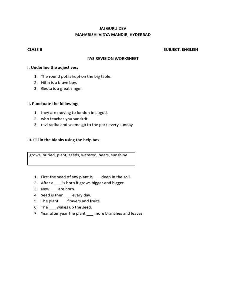 PA3 English Revision | PDF