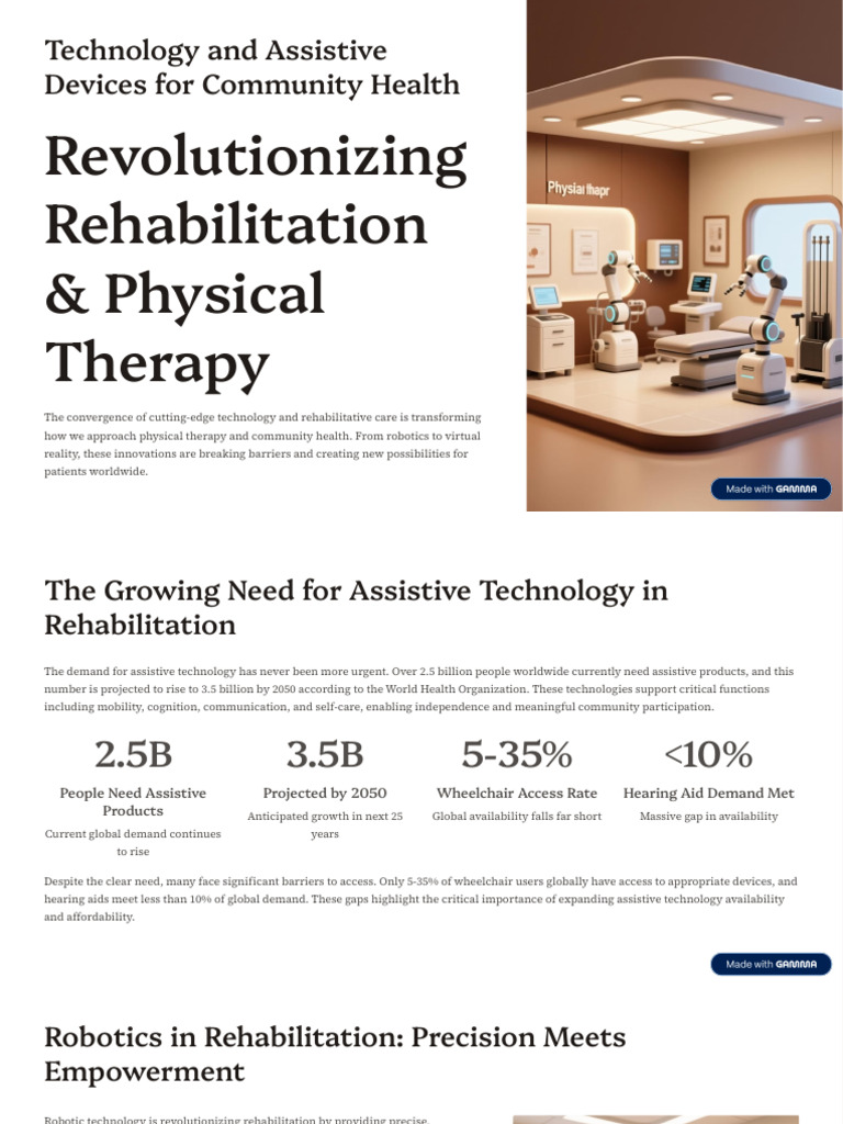 Technology and Assistive Devices for Community Health | PDF | Physical ...