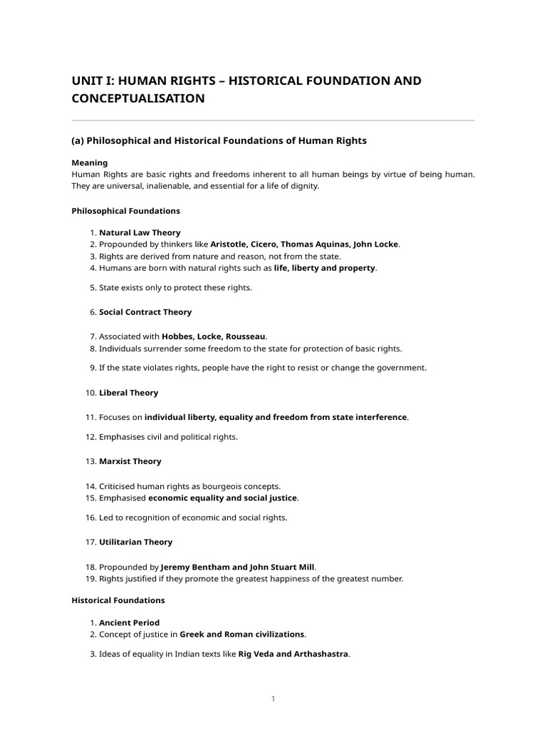 Human Rights – Unit I Detailed Exam-Oriented Notes | PDF | Rule Of Law ...