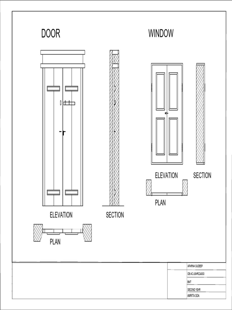 Door and Window Elevation Plans | PDF