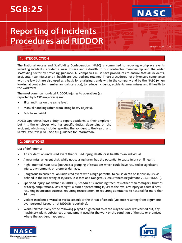 RIDDOR Incident Reporting Guidelines | PDF | Safety