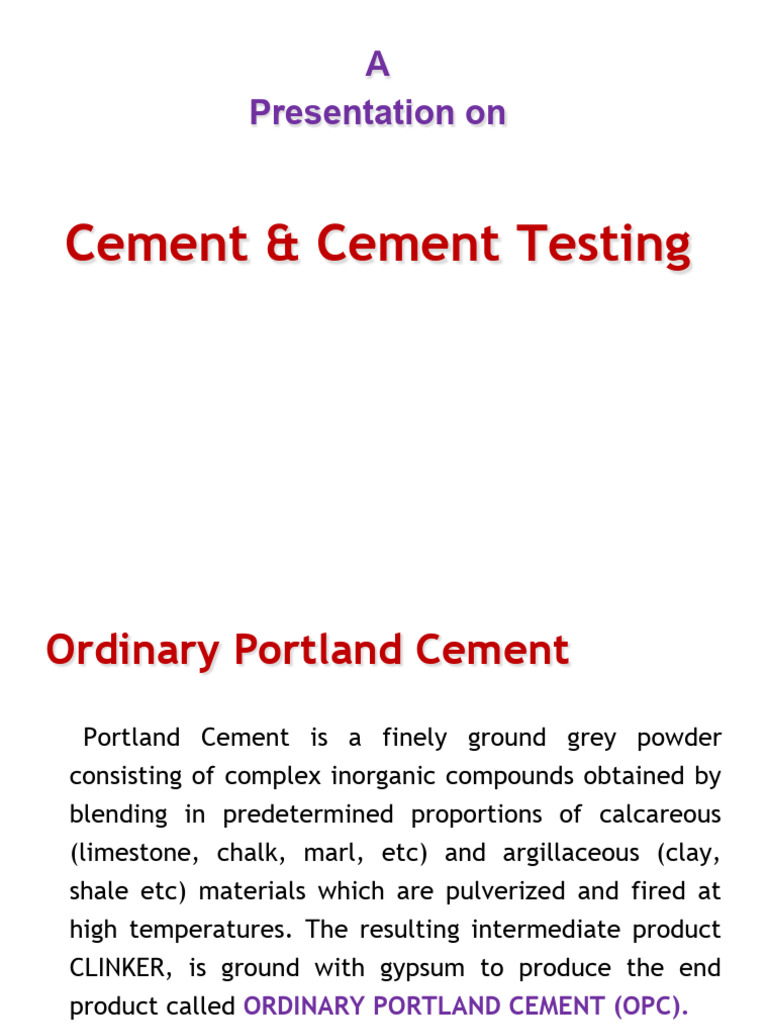 Cement Manufacturing and Testing Overview | PDF | Cement | Concrete