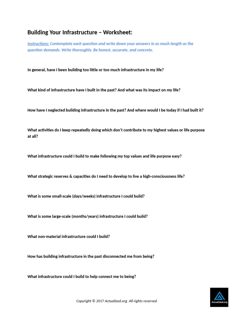 Infrastructure Building Worksheet Guide | PDF