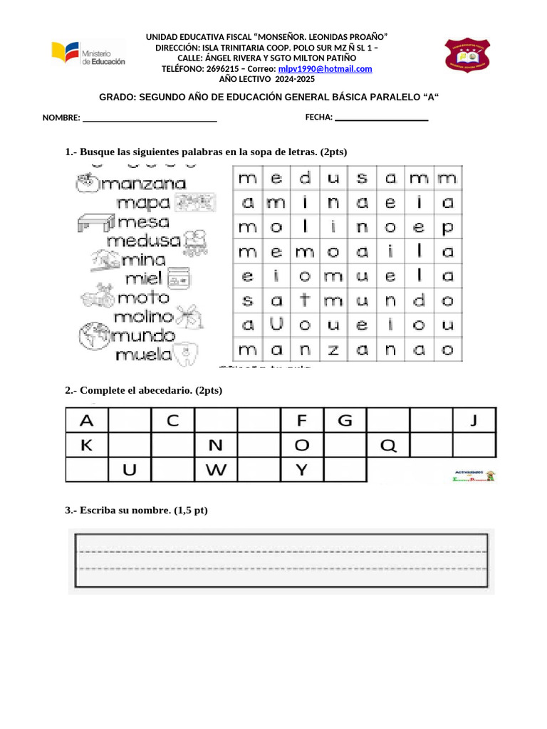 Actividades Educativas para Segundo Año | PDF