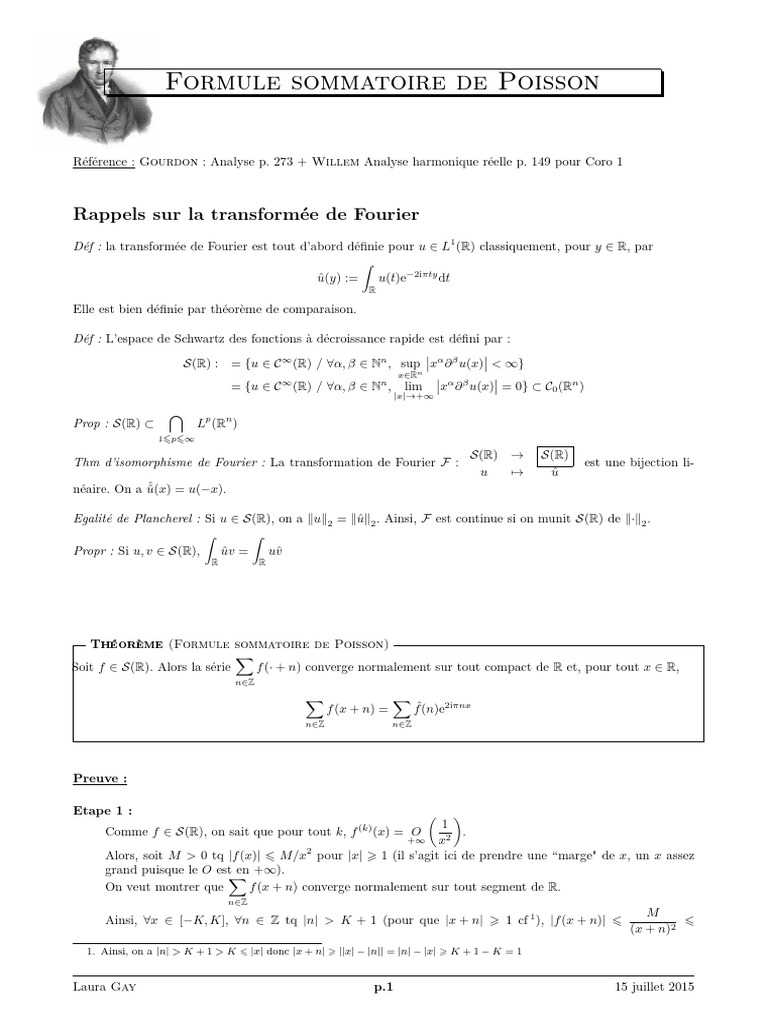 Formule Sommatoire de Poisson et Fourier PDF Mathématiques — free download