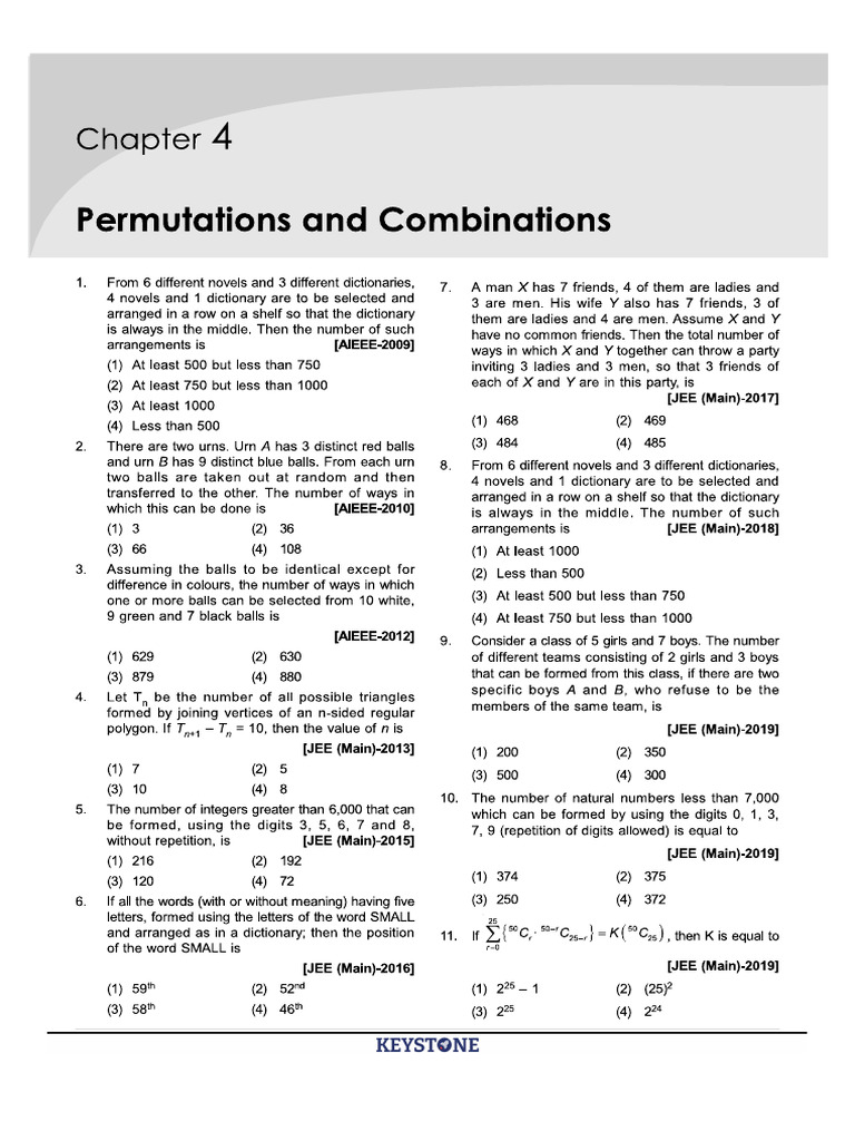 Maths _Permutations and Combinations | PDF