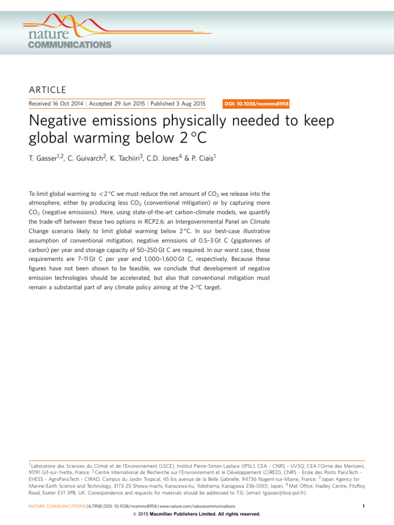 2015 Negative Emissions Physically Needed To Keep Global Warming Below ...
