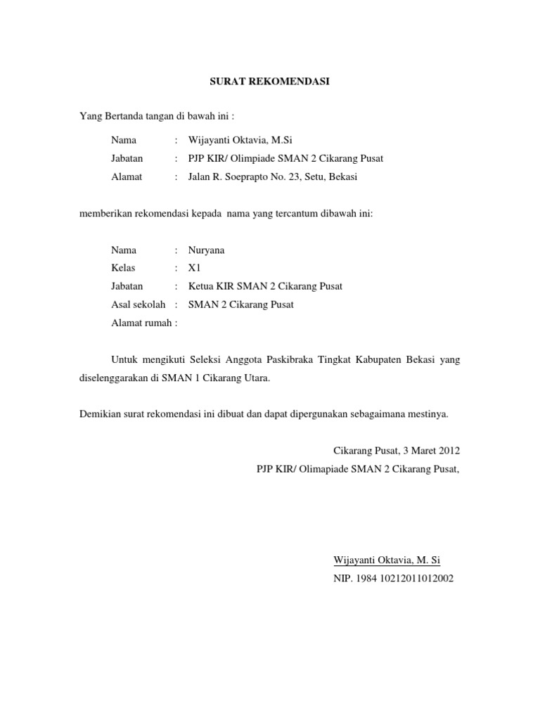 Download 84+ Contoh Surat Surat Rekomendasi Terbaru Gratis