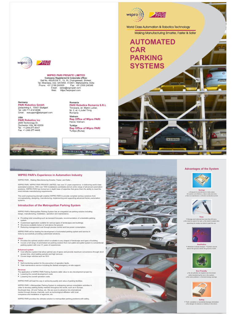 Wipro Pari Car Parking Solutions Pdf Automation Parking