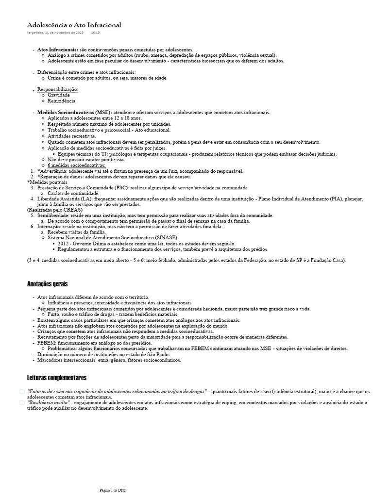 Atos Infracionais e Medidas Socioeducativas | PDF | Adolescência | Estado