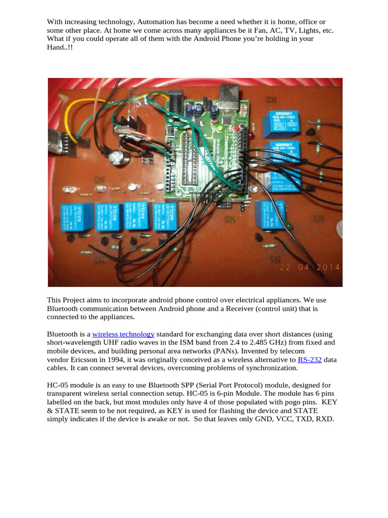 Control Appliances via Android Bluetooth | PDF | Resistor | Relay