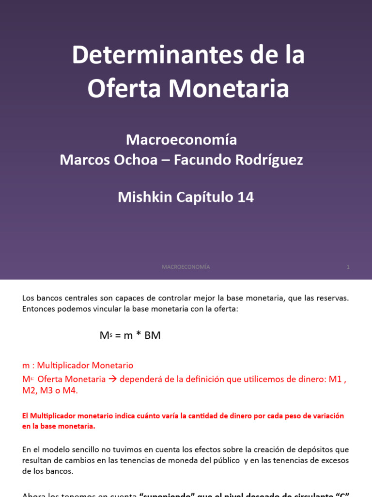 Determinantes de la Oferta Monetaria | PDF | Oferta de dinero | La ...