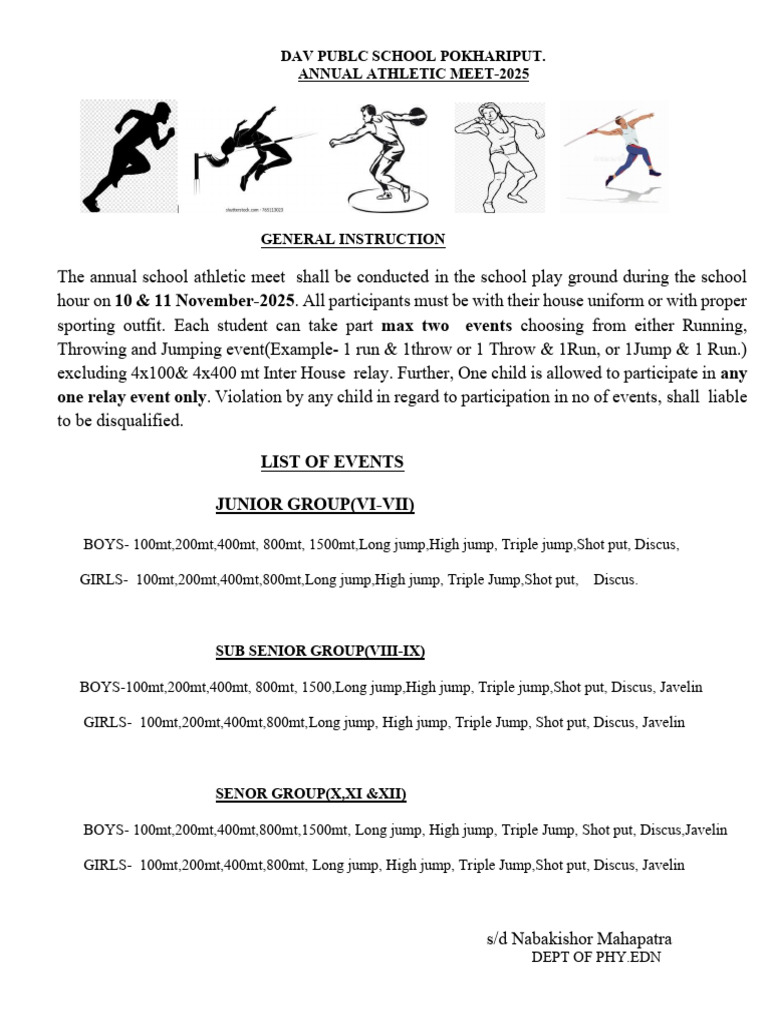 DAV Public School Athletic Meet 2025 | PDF