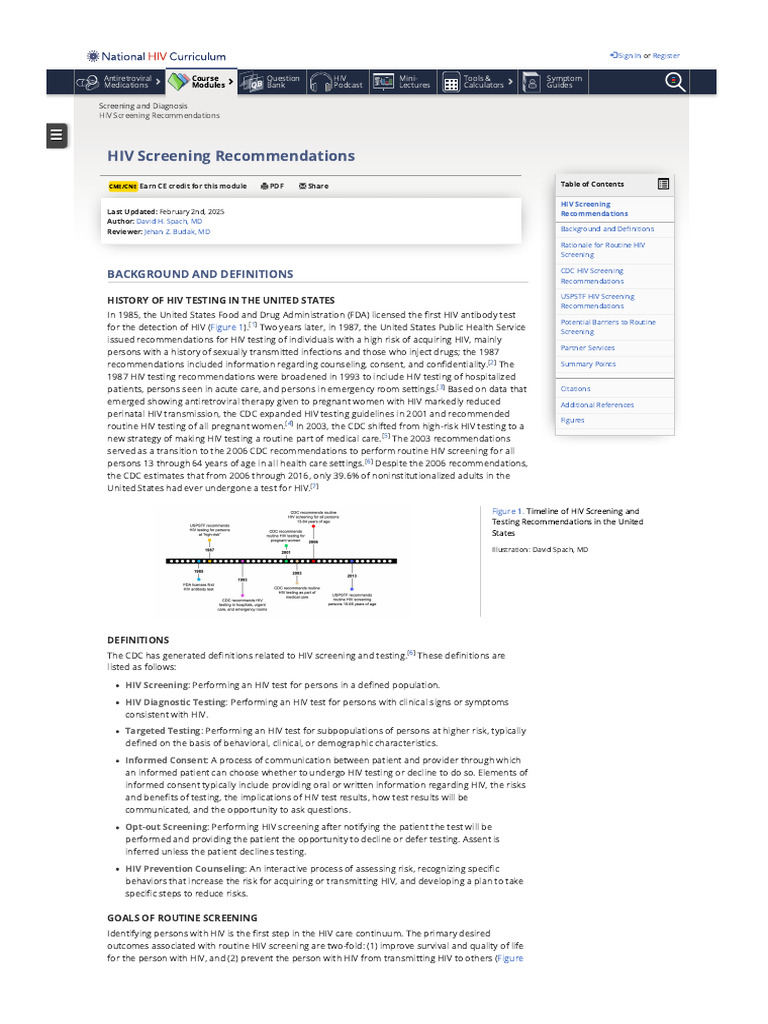 HIV Screening Recommendations Overview | PDF | Diagnosis Of Hiv/Aids ...