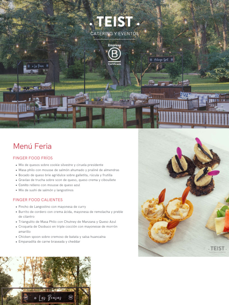 Menú Variado para Eventos y Celebraciones | PDF | Postres | ensalada
