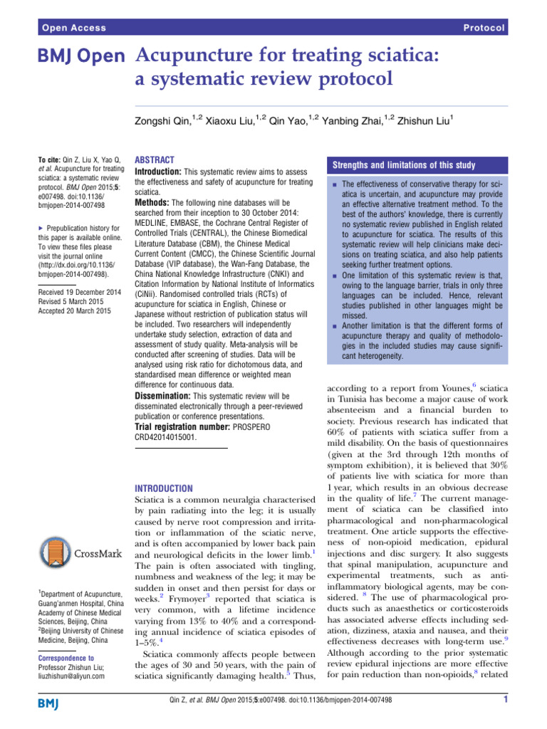 Acupuncture for Sciatica: Review Protocol | PDF | Acupuncture | Pain