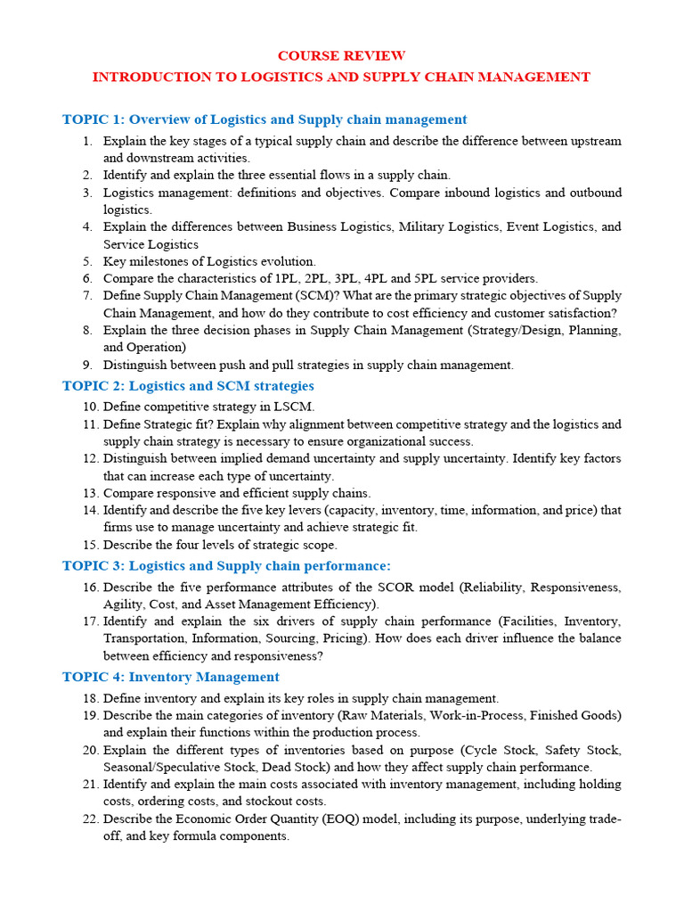 Logistics and Supply Chain Management Guide | PDF | Warehouse | Logistics