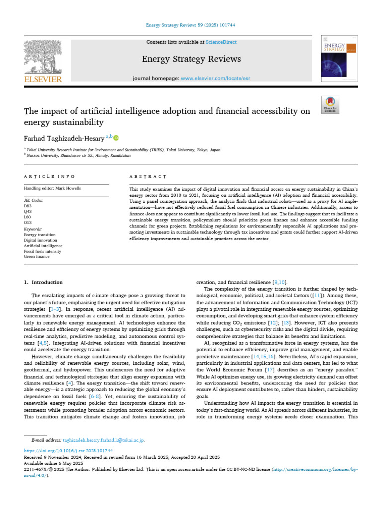 AI and Finance in Energy Sustainability | PDF | Artificial Intelligence ...