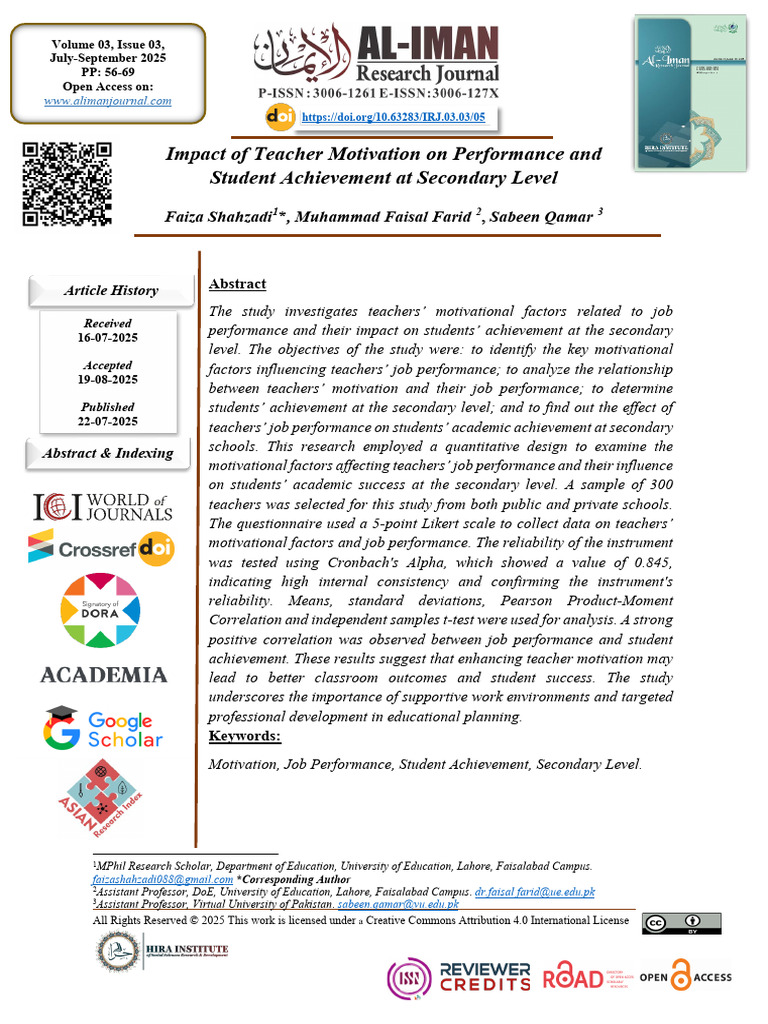 Teacher Motivation's Impact on Student Success | PDF | Motivation ...