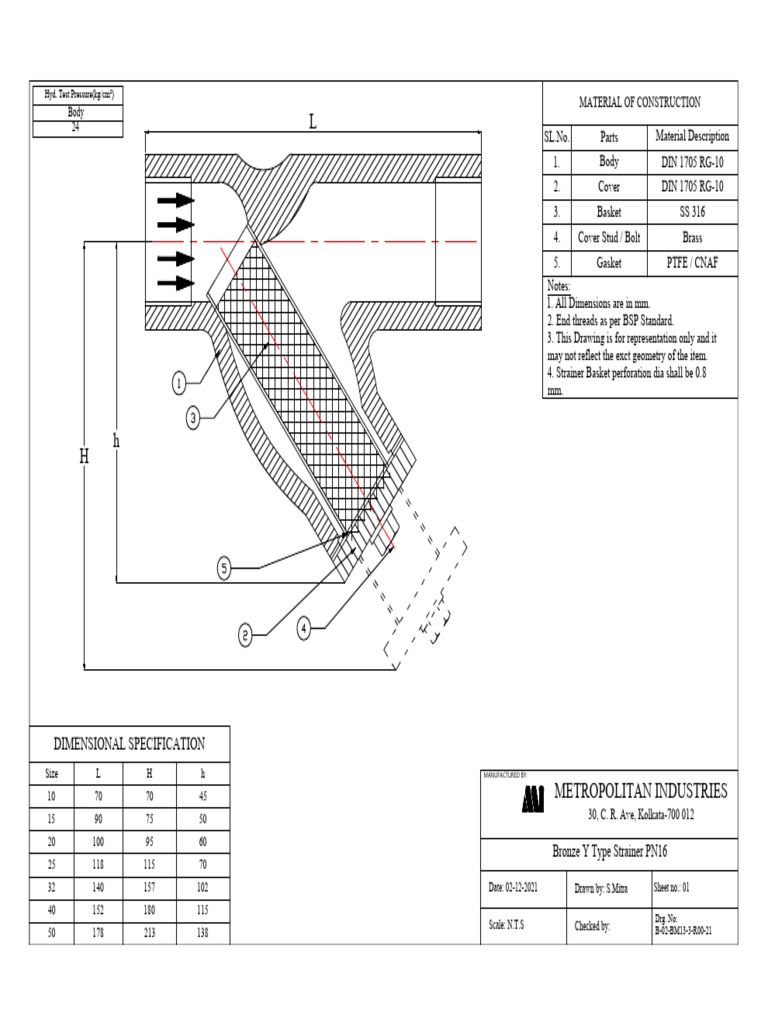 Bronze Y Type Strainer Specifications | PDF