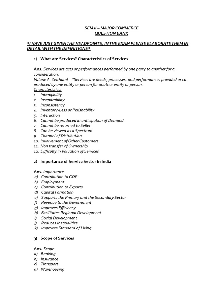 Sem II - Major Commerce Question Bank | PDF | Retail | E Commerce
